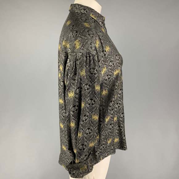 BYBLOS Grey Black Print Spread Collar Shirt - Picture 2 of 5